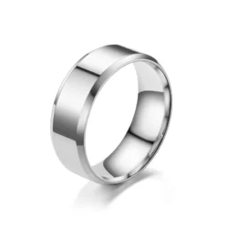 8mm Stainless Steel Ring with a Straight Edge