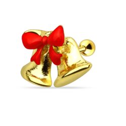 Gold Christmas Bells Cartilage Barbell