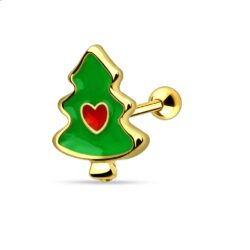 Gold Christmas Tree Cartilage Barbell