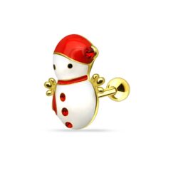 Gold Snowman Cartilage Barbell