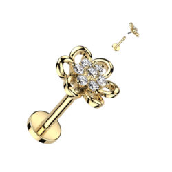 Gold Hollow Flower Labret