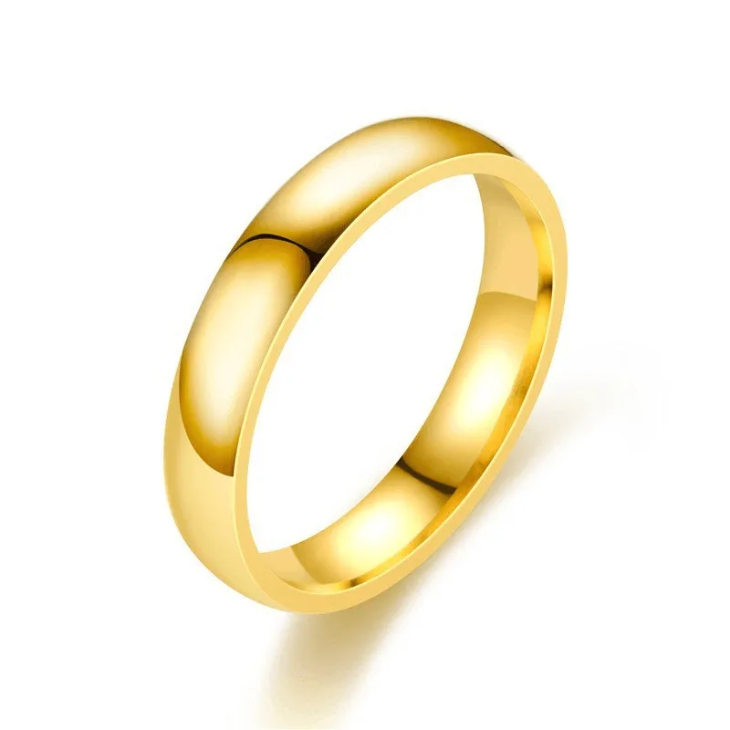 Gold 5mm Stainless Steel Ring with Rounded Edges