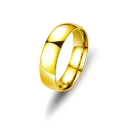 Gold 6mm Stainless Steel Ring with Rounded Edges