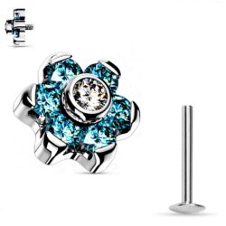 Titanium Labret with CZ Flower