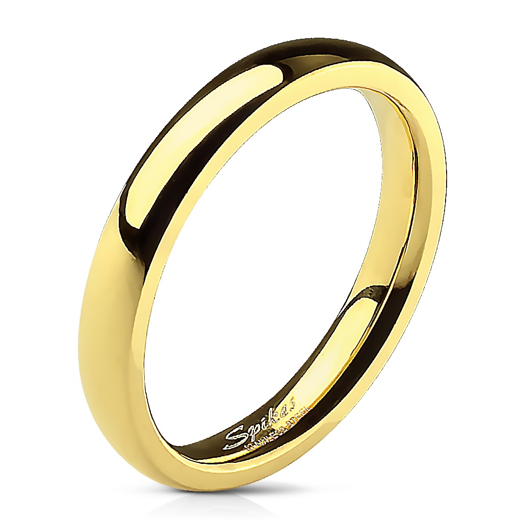 Gold 3mm Stainless Steel Ring with Rounded Edges
