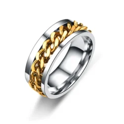 Gold Chain Stainless Steel Spinner Ring