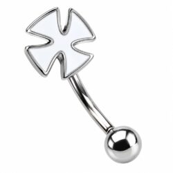 White Cross Curved Barbell