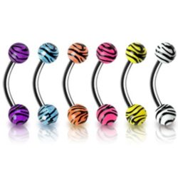 Curved Barbell with Tiger Stripe Balls