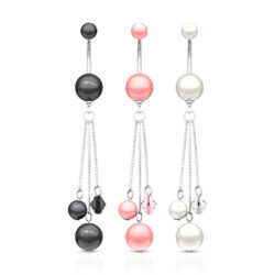 Belly Bar with Pearl Ball Dangles