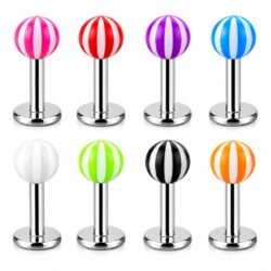 1.2mm Labret with Candy Stripes Ball