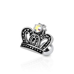 Cartilage Barbell with a Crystal Crown