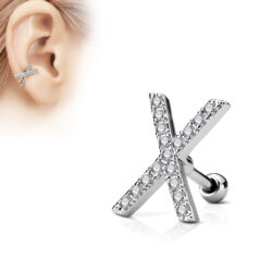 Cartilage Barbell with a Crystal X