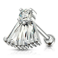 Cartilage Barbell with a Crystal Fan