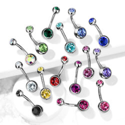 12mm Belly Bar with CZ Gems