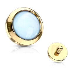 Gold Dermal Head with a Blue Illuminating Stone