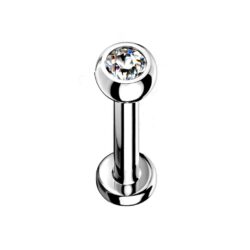 1.6mm Titanium Labret with Clear Gem
