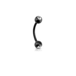 Matte Black Curved Barbell with 4mm Gem Balls