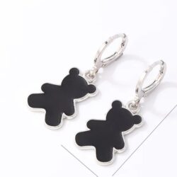 Hoop Earrings with a Teddy Bear Dangle