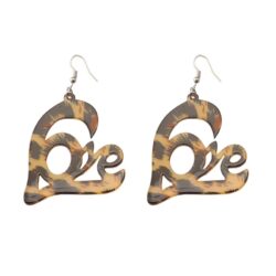 Acrylic Tiger Stripes Love Dangle Earrings