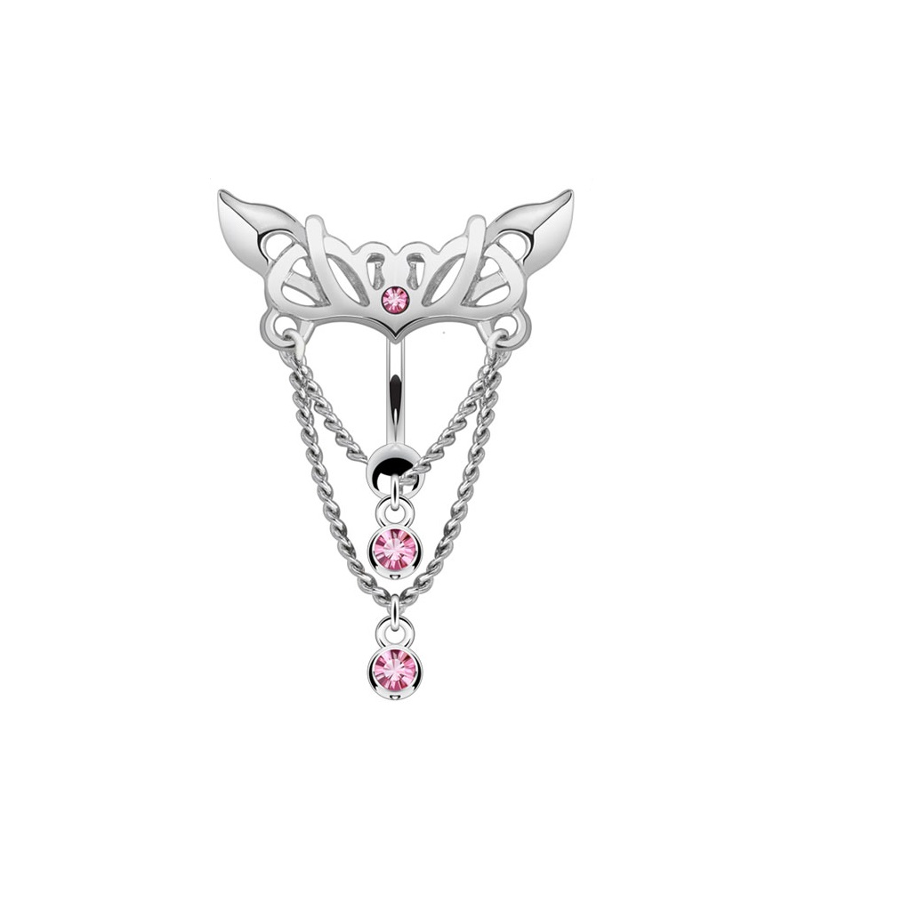 Reverse Belly Bar with a Chain Drop