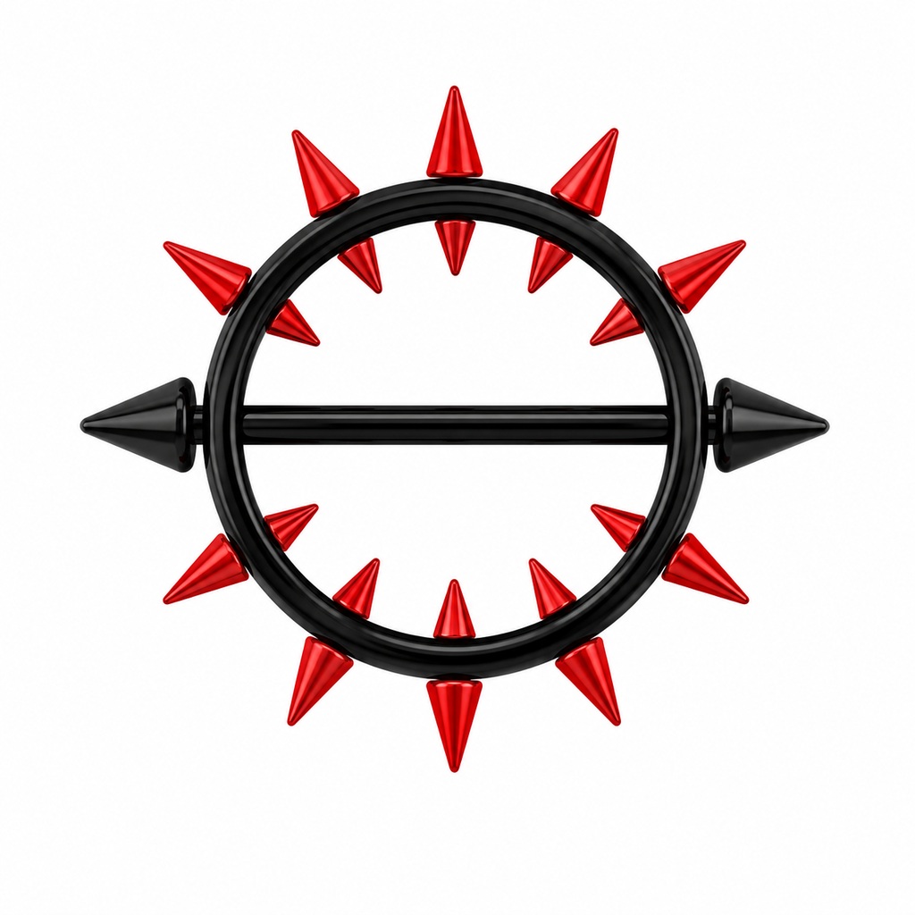 Nipple Shield with Silicone Spiked Ring and Spike Ends Barbell - Image 8