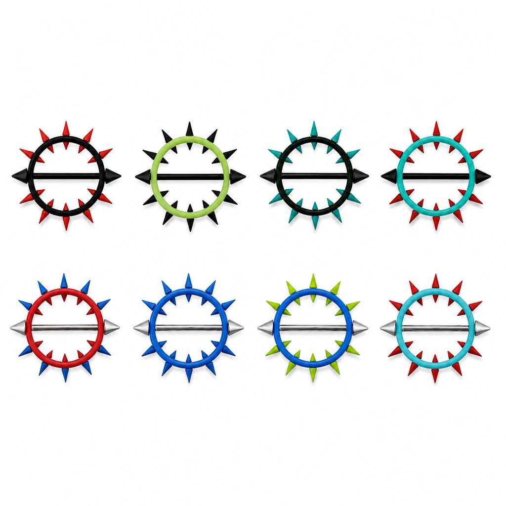 Spiked silicone nipple shields in assorted colour combinations