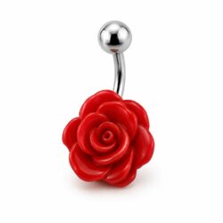 Red acrylic rose belly bar