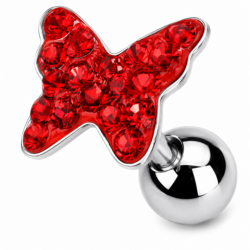 Red butterfly cartilage barbell