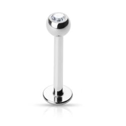 Labret with an Externally Threaded Clear CZ Gem Ball