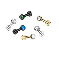 Titanium Labret with a Flat Bezel Set Top