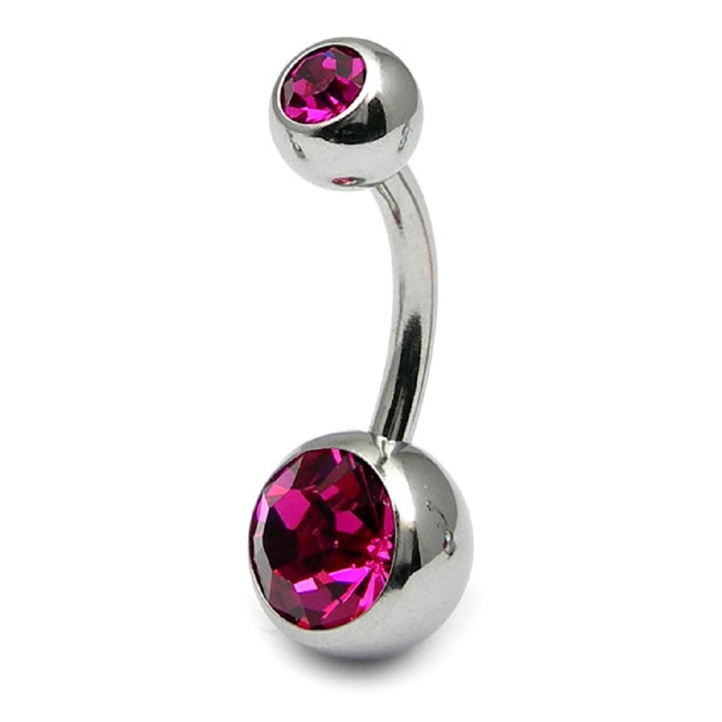 8mm Belly Bar with CZ Balls - Image 5