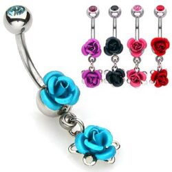 Dangle Belly Bar with 2 Roses
