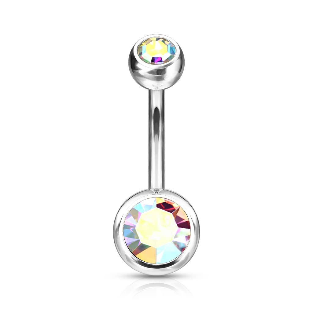 Titanium Belly Bar with CZ Gem Balls - Image 5