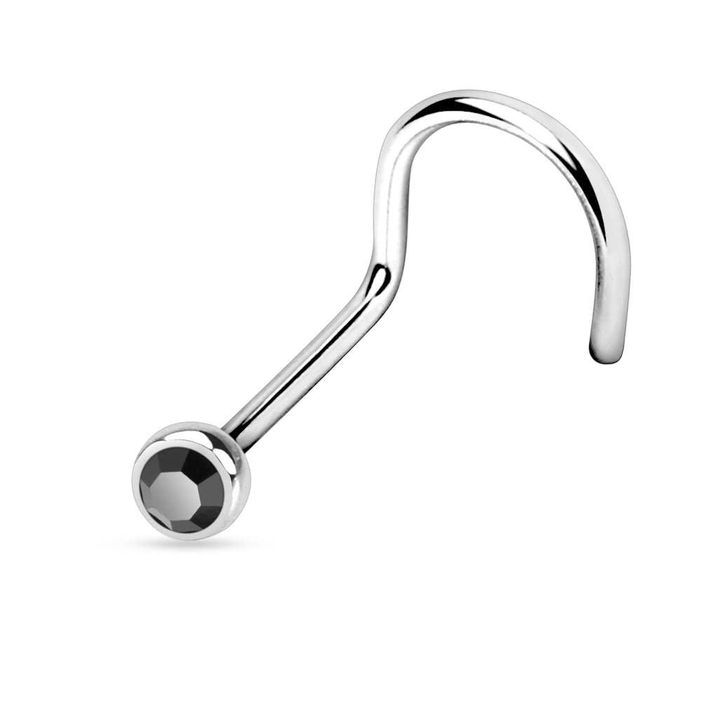 Titanium Nose Screw with a 2mm CZ Gem - Image 7