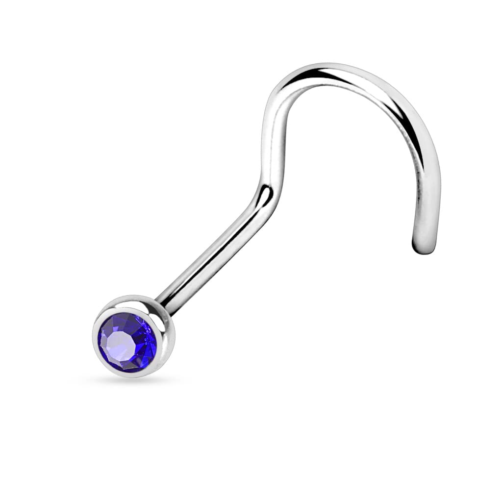 Titanium Nose Screw with a 2mm CZ Gem - Image 3