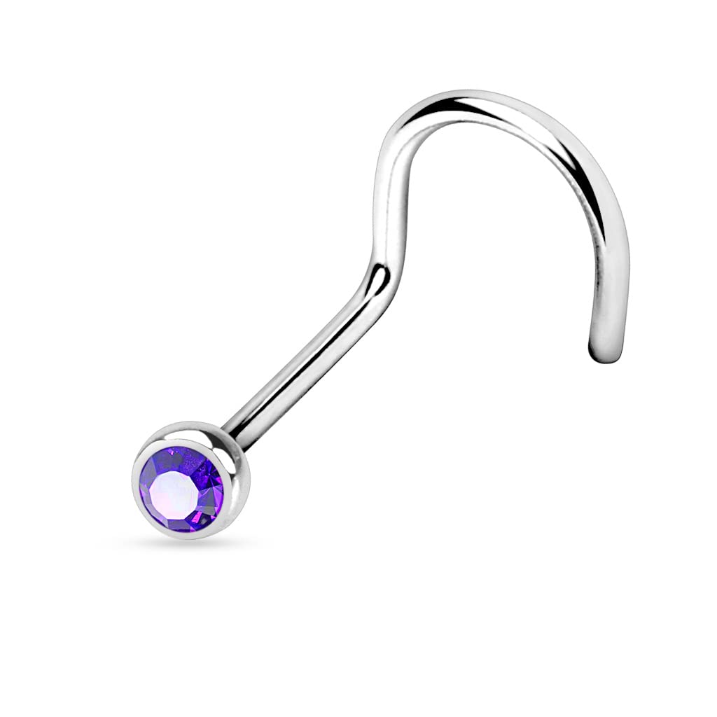 Titanium Nose Screw with a 2mm CZ Gem - Image 12