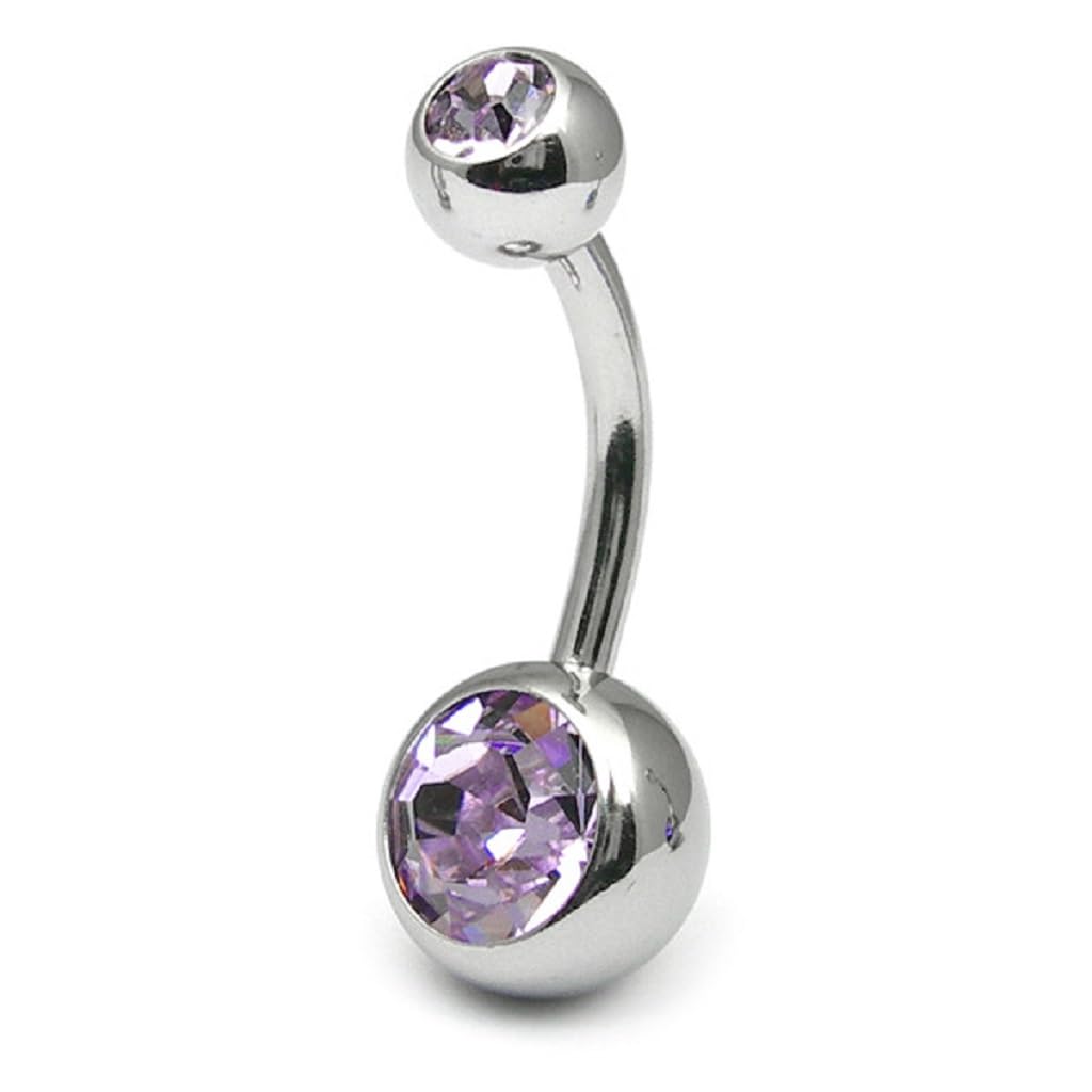 8mm Belly Bar with CZ Balls - Image 11