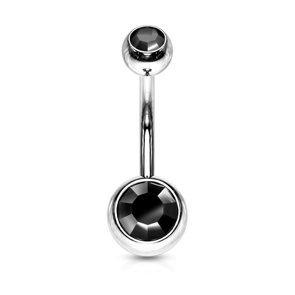 8mm Belly Bar with CZ Balls - Image 6