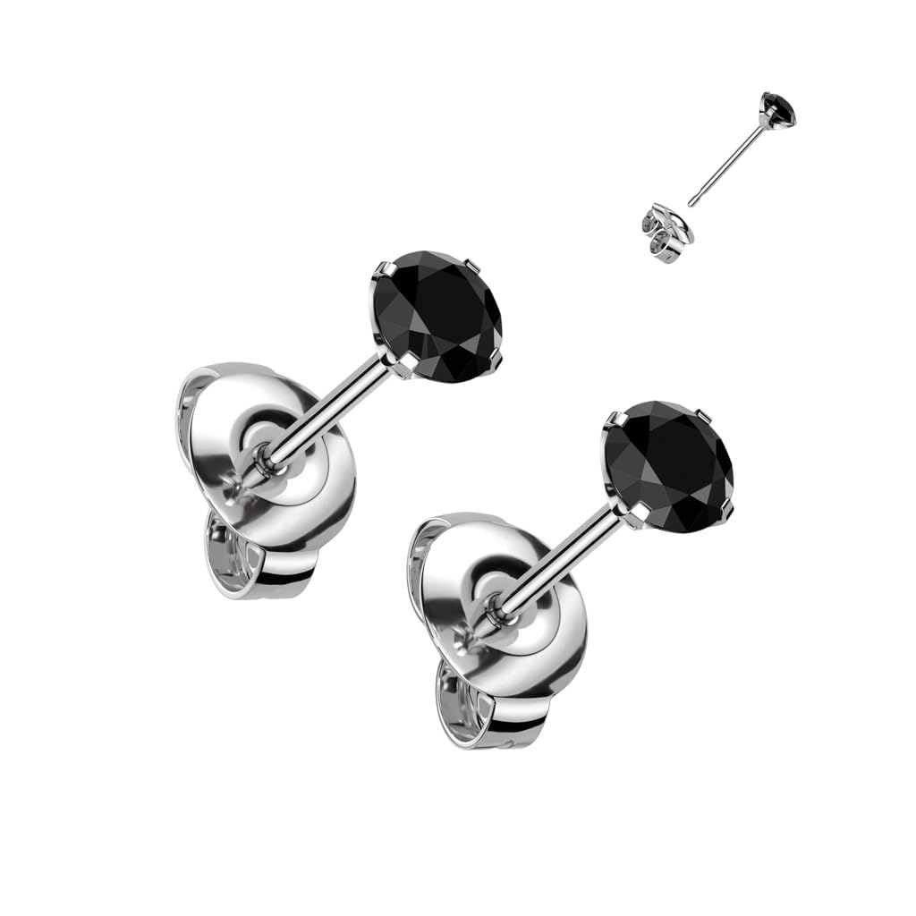 Titanium Earrings with a CZ Gem - Image 5