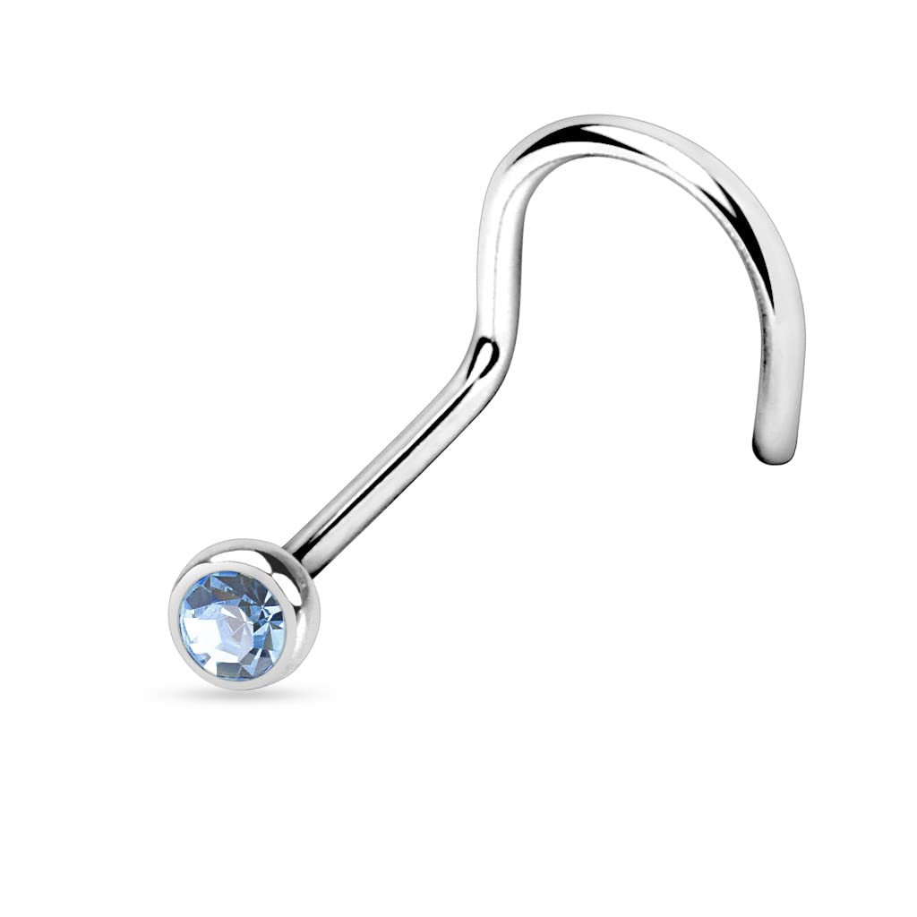 Titanium Nose Screw with a 2mm CZ Gem - Image 8