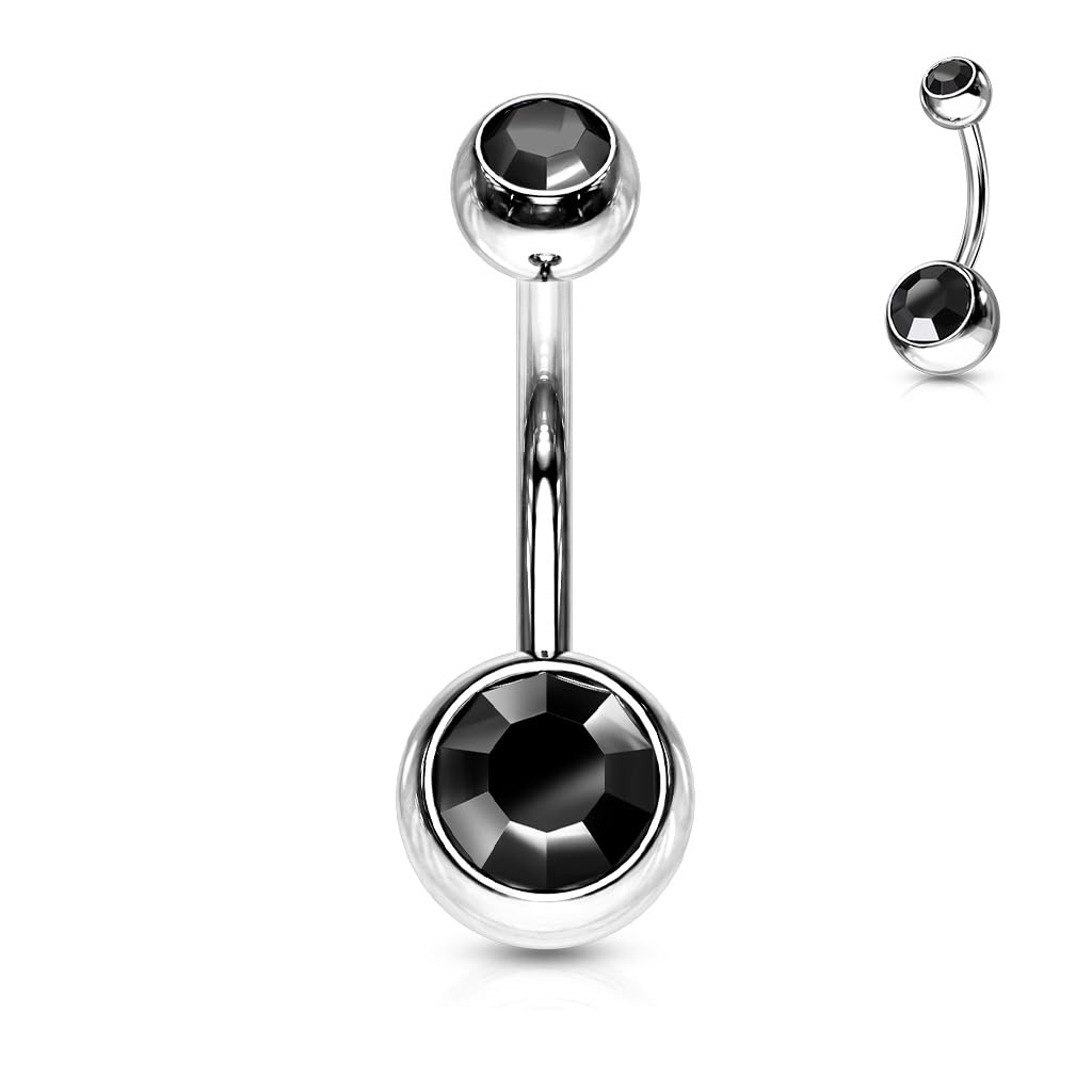 8mm Belly Bar with CZ Balls - Image 7