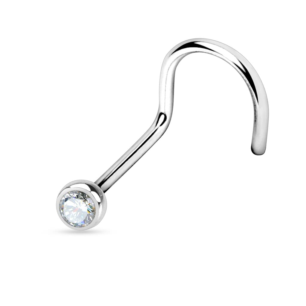 Titanium Nose Screw with a 2mm CZ Gem - Image 4
