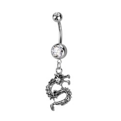 Belly Bar with a Dragon Dangle