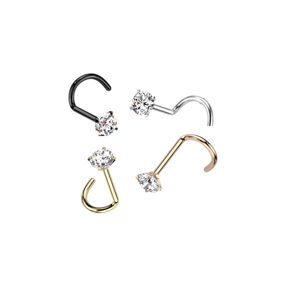 1mm Titanium Nose Screw with a CZ Gem