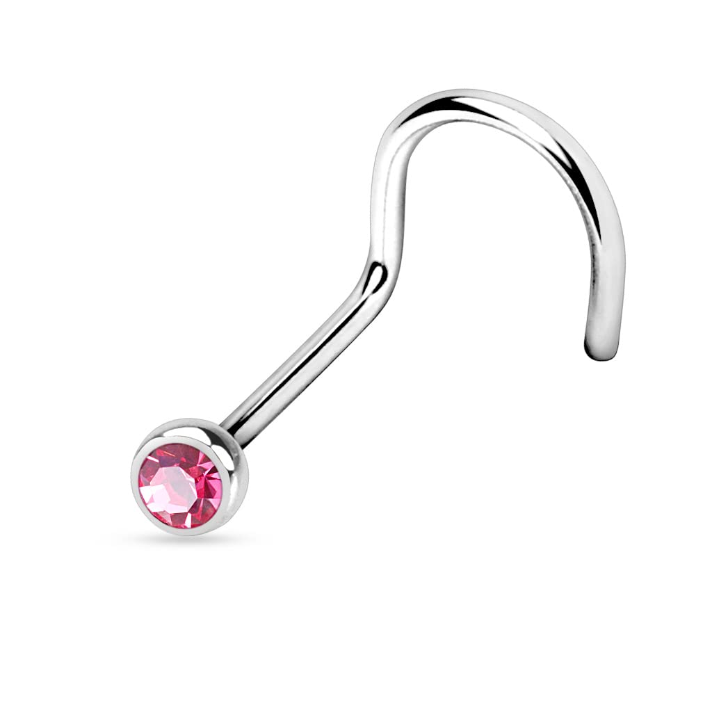 Titanium Nose Screw with a 2mm CZ Gem - Image 9