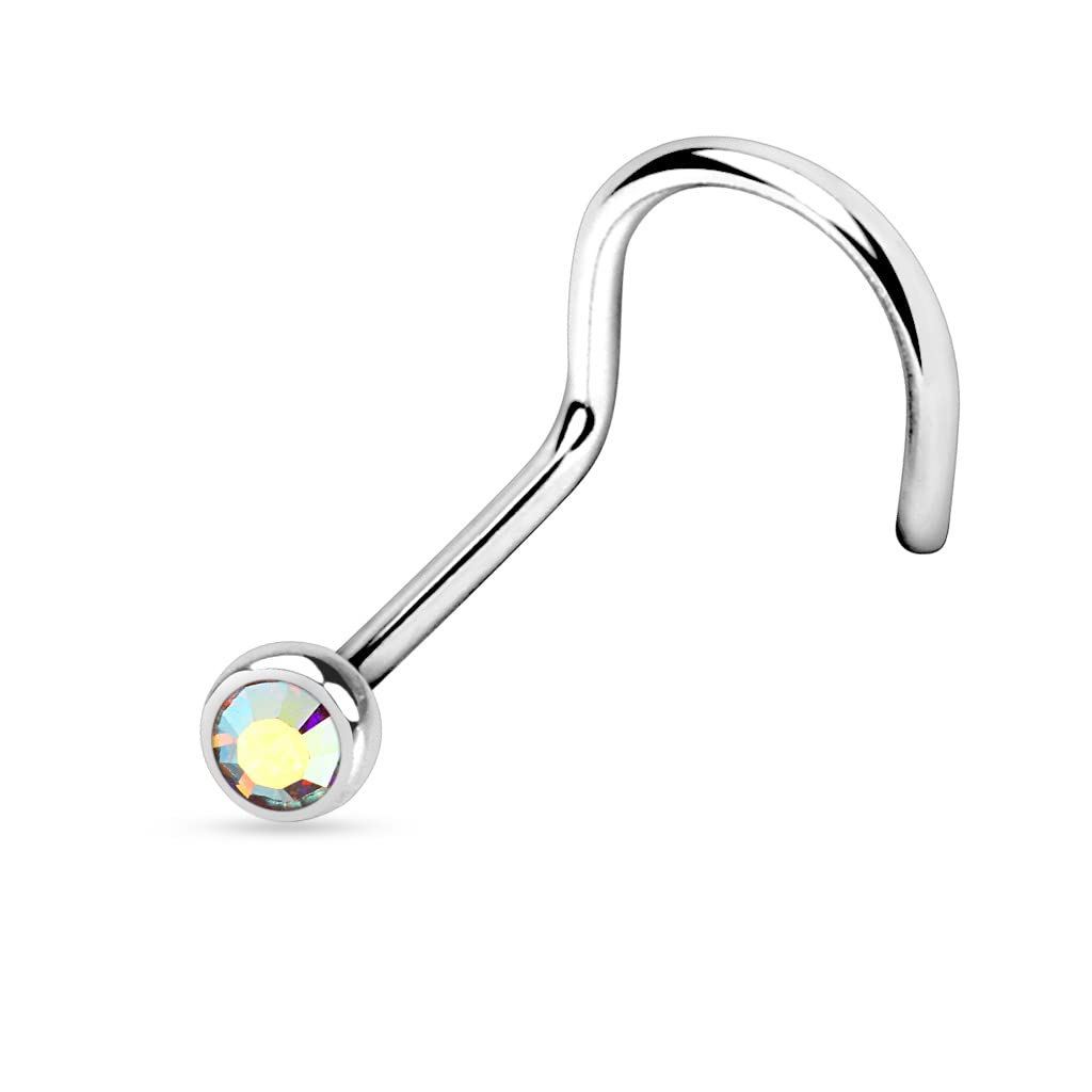 Titanium Nose Screw with a 2mm CZ Gem - Image 2