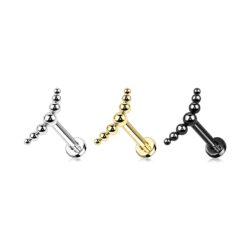 Titanium Labret with 7 Beaded Ball Curved Top