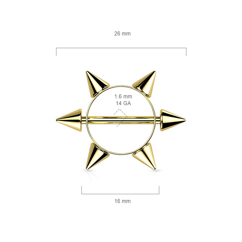 Nipple Bar with 6 Spikes - Image 13