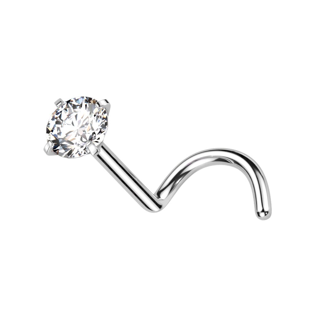 1mm Titanium Nose Screw with a CZ Gem - Image 2