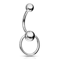 Belly Bar with Swinging Slave Ring Attachment